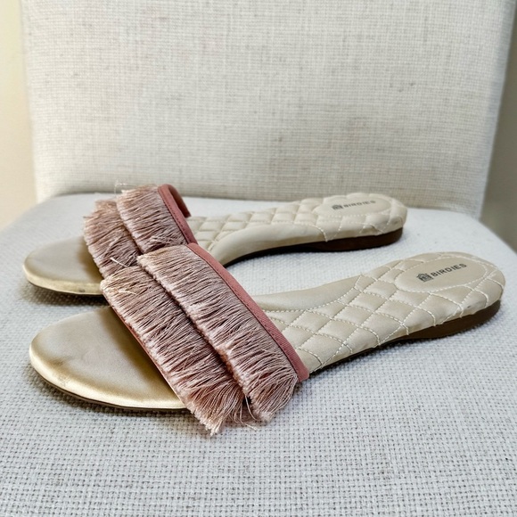 BIRDIES The Sparrow Blush Pink Fringe Slides Sandals Size 11 - Picture 8 of 16
